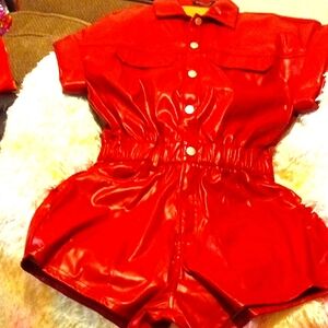 Brand new faux leather romper